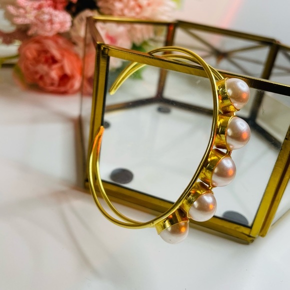 Zara Golden Bracelets with White Pearl Adornments - Picture 4 of 5